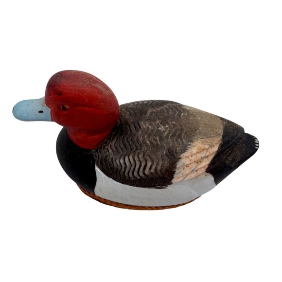 Hand-Painted Duck Decoy Figurine Detailed Markings & Rustic Charm Decor Piece - Picture 1 of 5